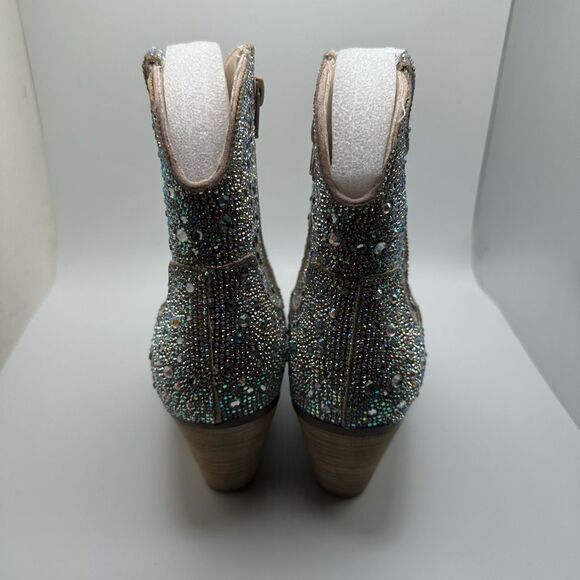 CUSHIONAIRE Women's Bravo Rhinestone Western boot +Memory Foam 10 SILVER NEW - Picture 4 of 7